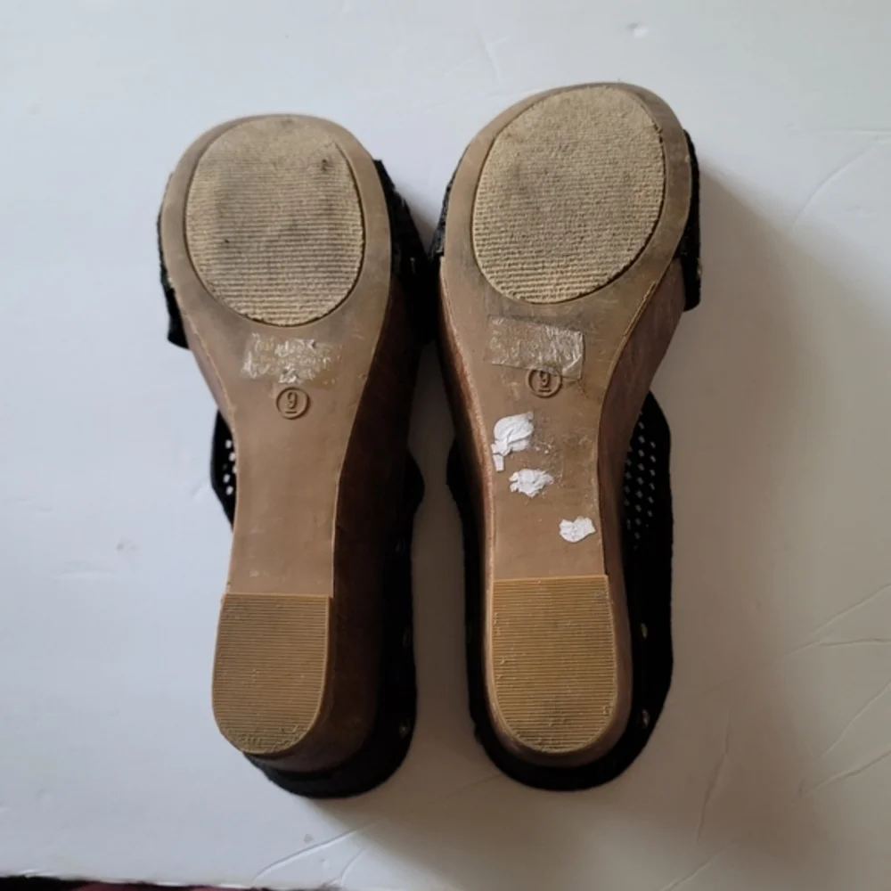 Cato Black Wedge Women's‎ Sandals Sz 9 Mesh 3